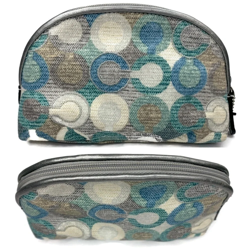 Coach Gesso Optic C Cosmetic Rare Make-Up Bag Blue